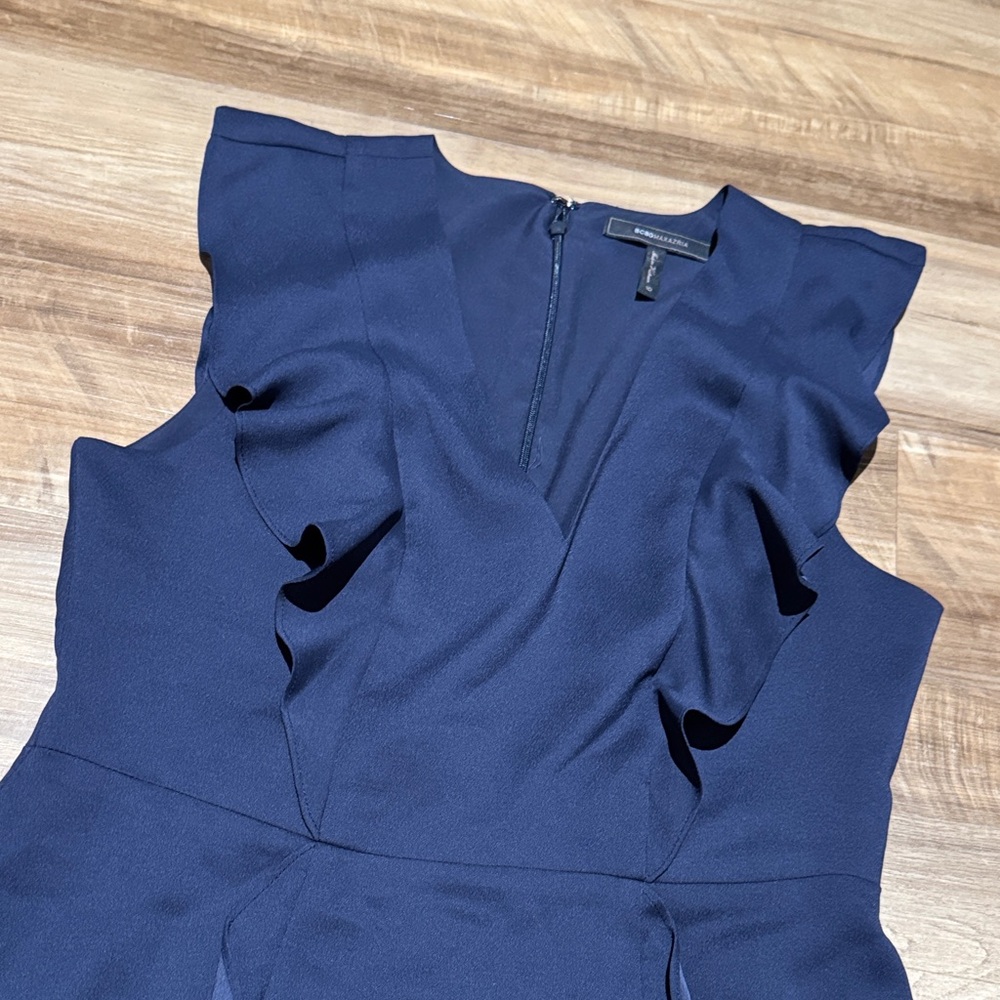 BCBGMaxAzria Navy Blue Ruffle Dress - Picture 3 of 5